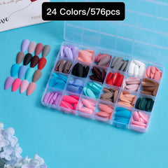 24 Colors 576 pcs /Set Press On Nails 24pcs/Color TF-014