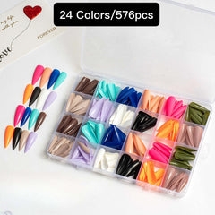 24 Colors 576 pcs /Set Press On Nails 24pcs/Color TF-018