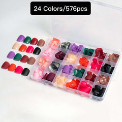 24 Colors 576 pcs /Set Press On Nails 24pcs/Color teo-TF-020