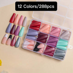 12 Colors288pcs /Set Press On Nails 24pcs/Color jfm-09