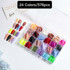 24 Colors 576 pcs /Set Press On Nails 24pcs/Color TF-024