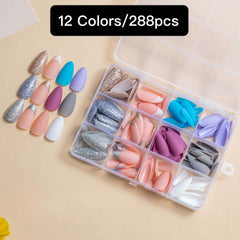 12 Colors288pcs /Set Press On Nails 24pcs/Color jfm-13