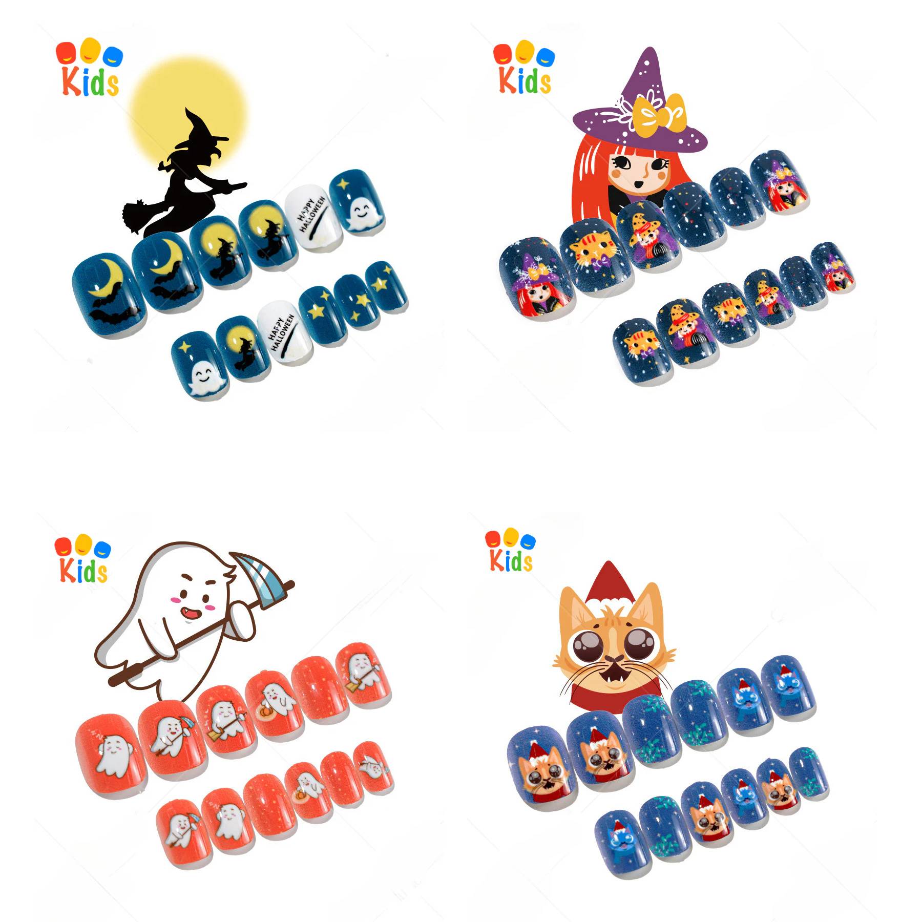 Mini press on nails for kids 24Pcs-12Size FNT-26-3