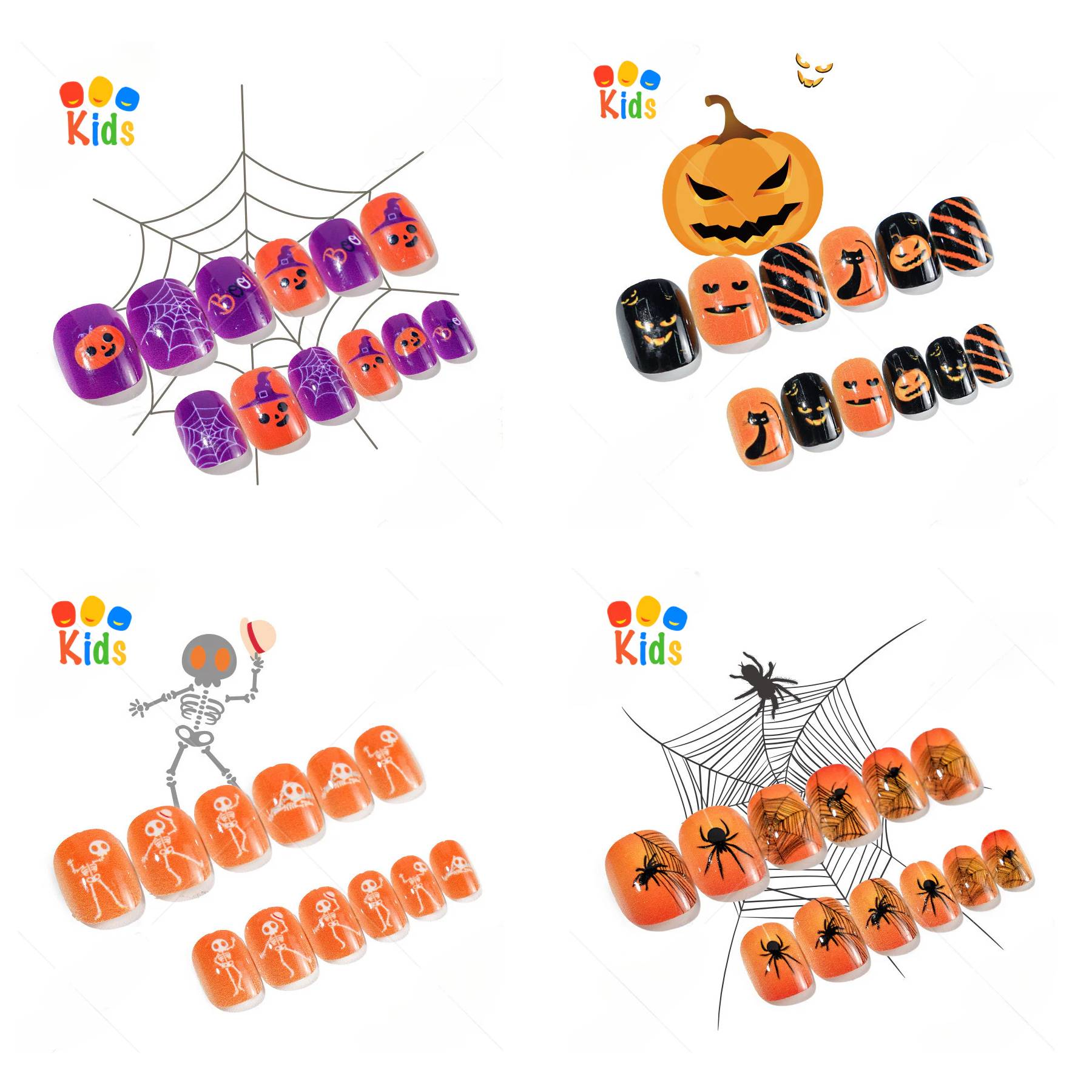 Mini press on nails for kids 24Pcs-12Size FNT-26-2