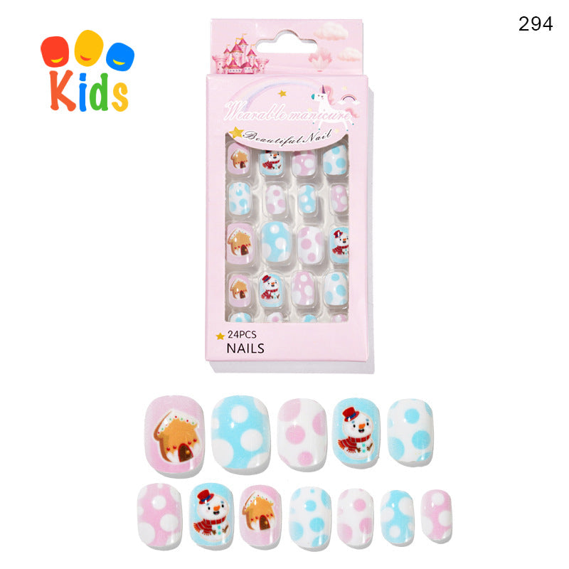 Mini Press On Nails For Kids 24Pcs-12Size