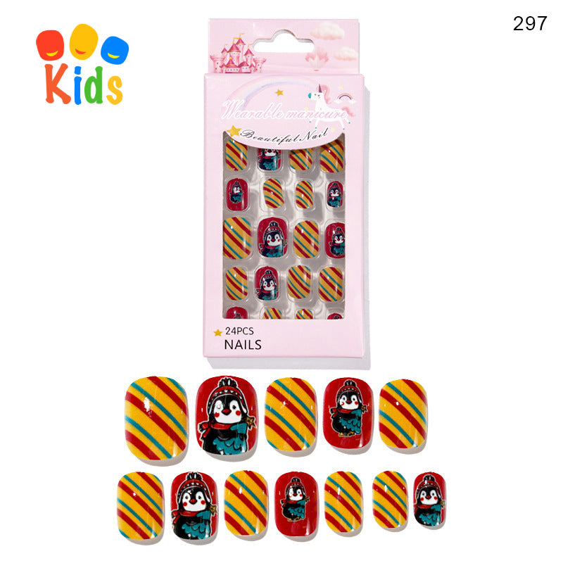 Mini Press On Nails For Kids 24Pcs-12Size