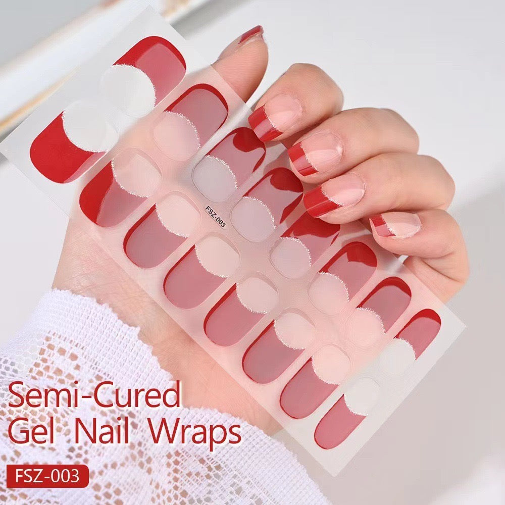 French Gel manicure Wraps Semi-Cured Gel Nail Wraps