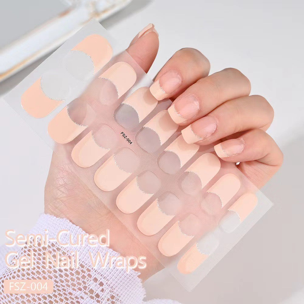 French Gel manicure Wraps Semi-Cured Gel Nail Wraps