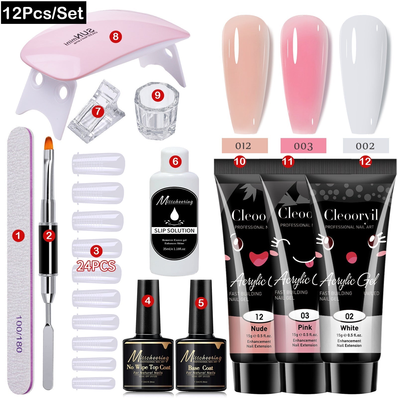 Nail Extension Gel 12 piece set A