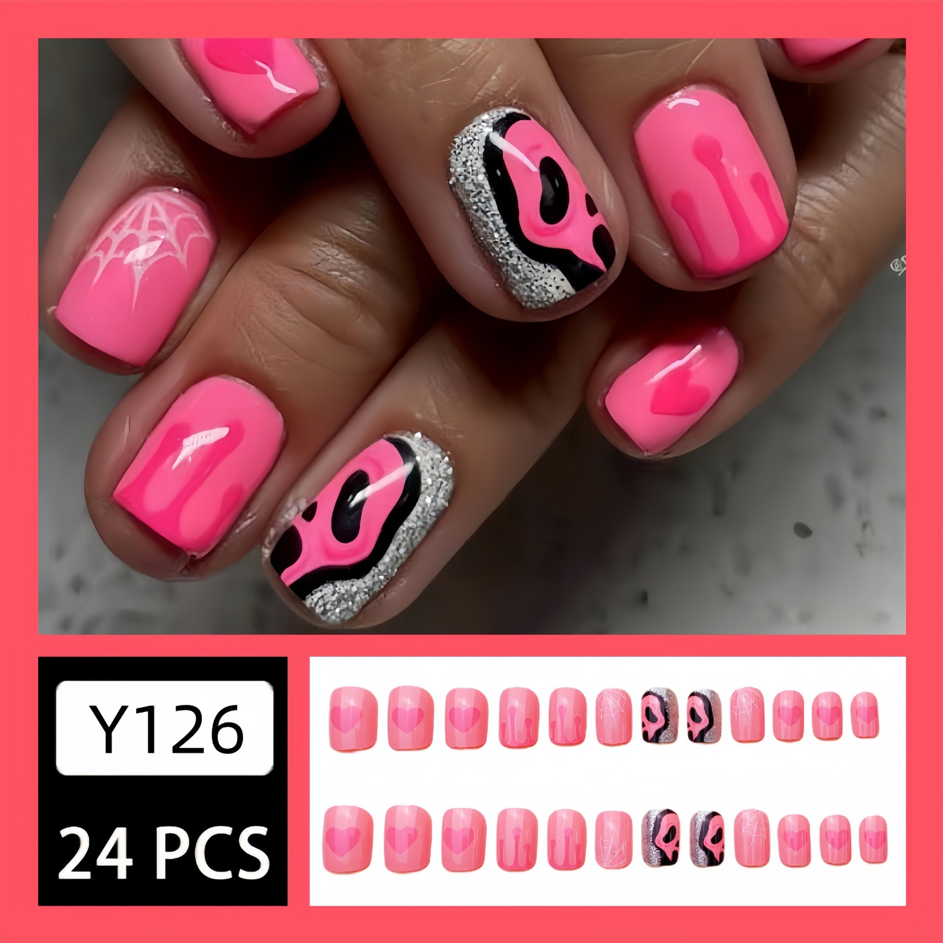 24pcs/Set Press On Nails Y126