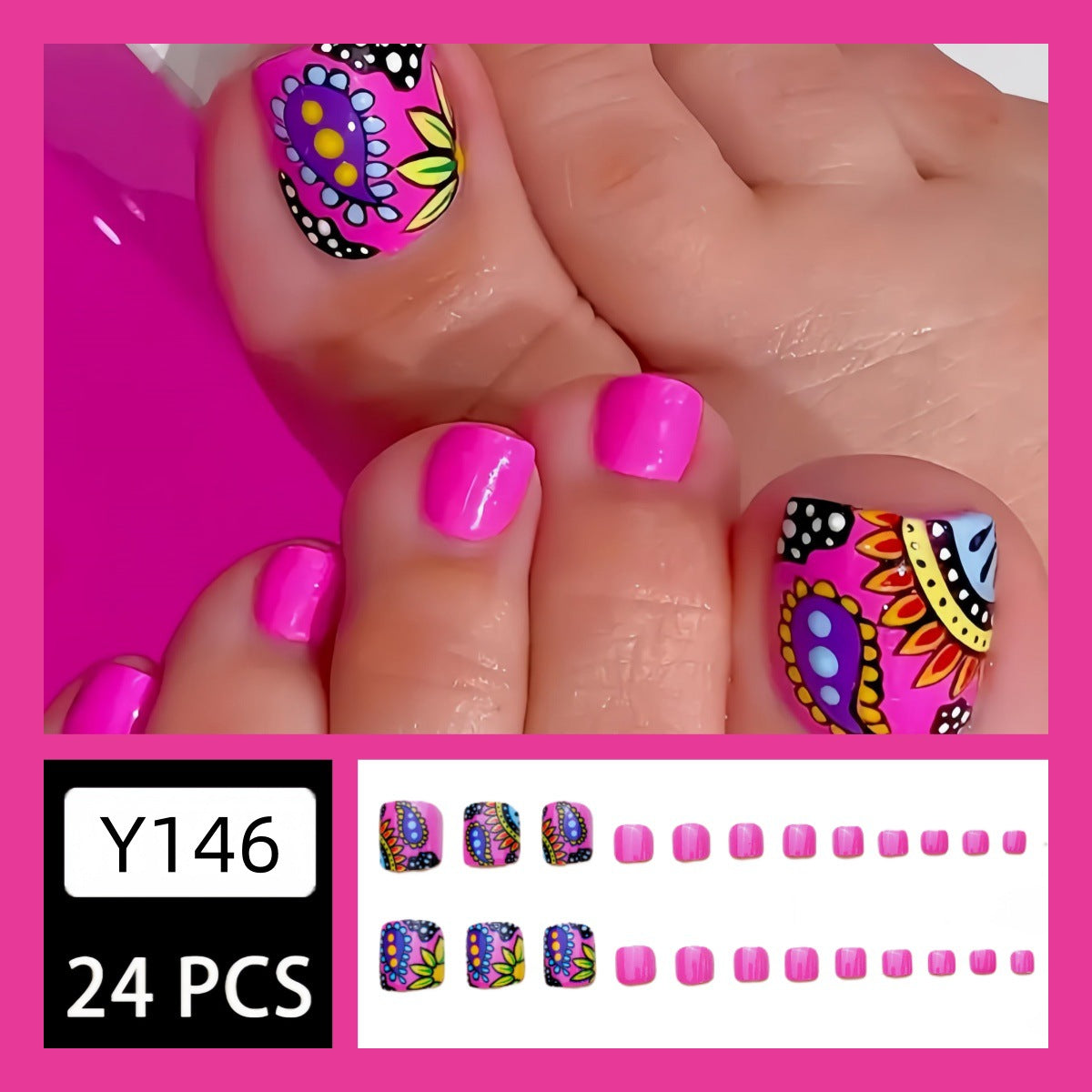 Press On Toe nails Set 16pcs/set Y146