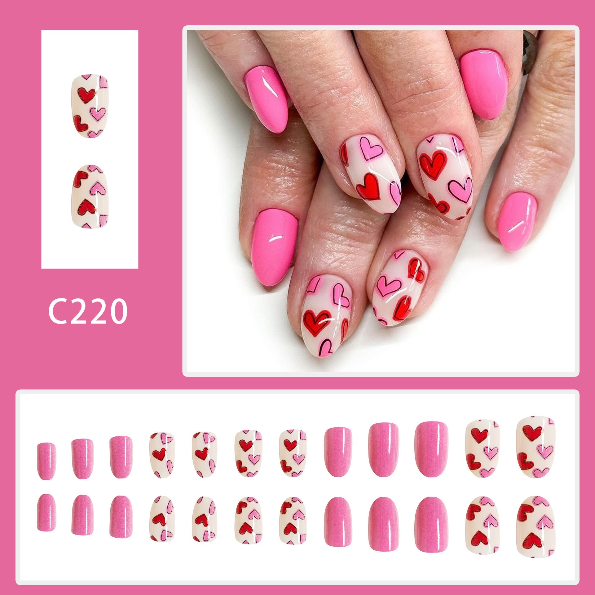 24pcs/Set Press On Nails C220