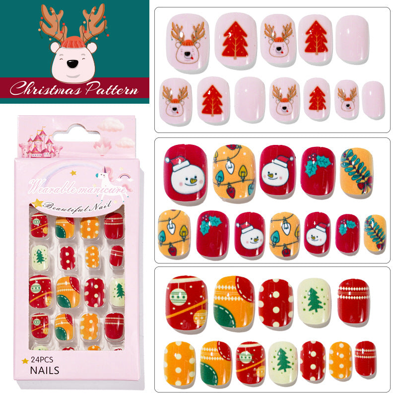 Mini Press On Nails For Kids 24Pcs-12Size