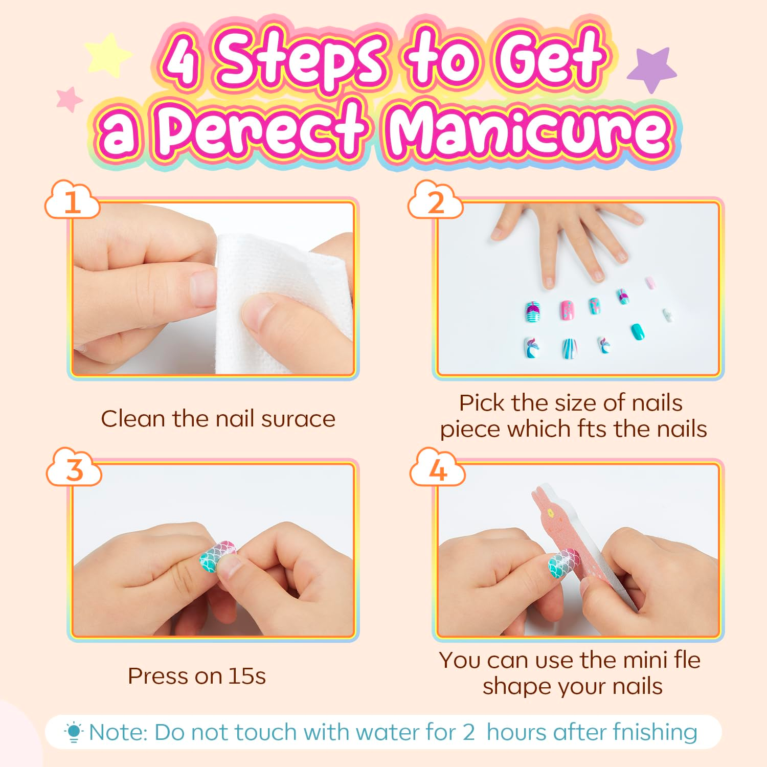 Weekly deals Mini Press On Nails For Kids 24 Pcs