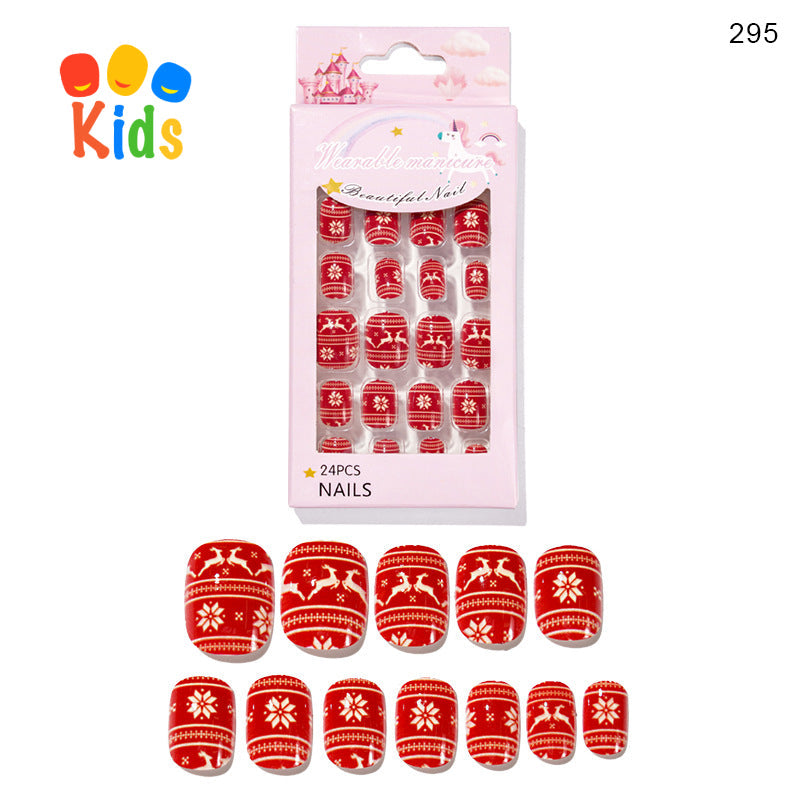 Mini Press On Nails For Kids 24Pcs-12Size