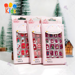 Mini Press On Nails For Kids 24Pcs-12Size