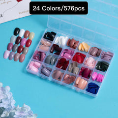 24 Colors 576 pcs /Set Press On Nails 24pcs/Color TF-008