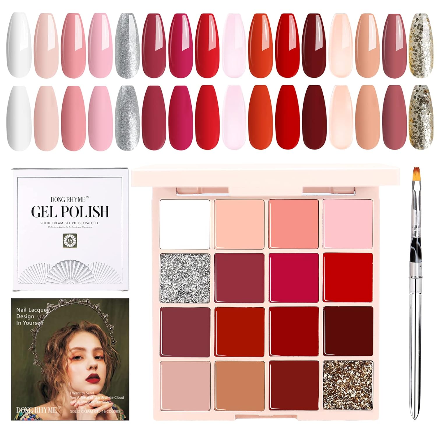 16 Colors Solid Gel Nail Polish Palette