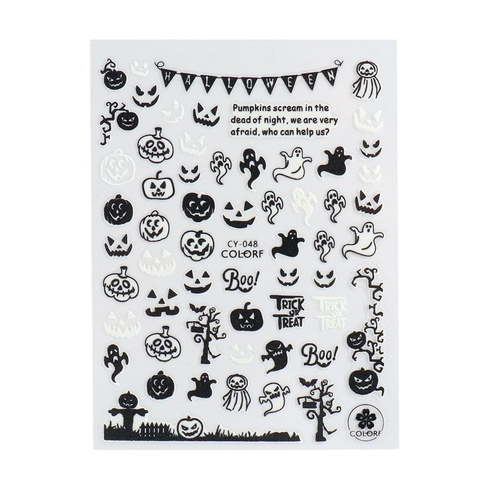 Halloween Nail Art Stickers Decals Self-Adhesive Nail Design Decoration Accessories