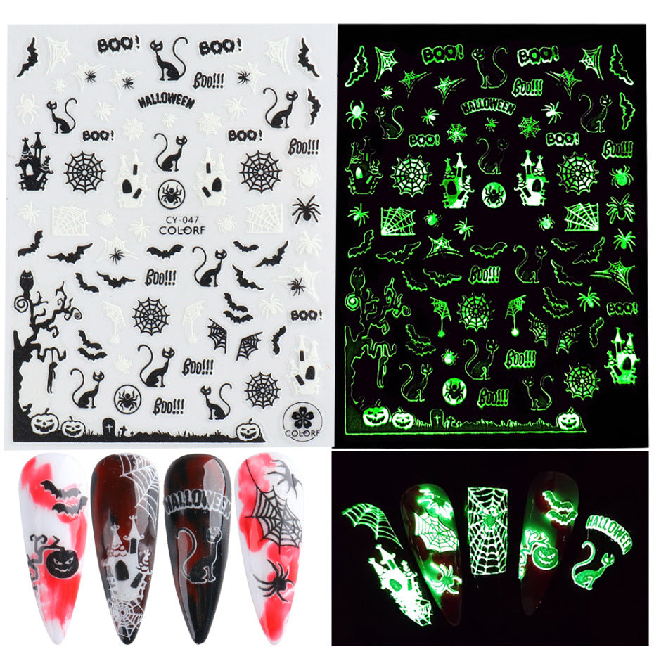 Halloween Nail Art Stickers Decals Self-Adhesive Nail Design Decoration Accessories