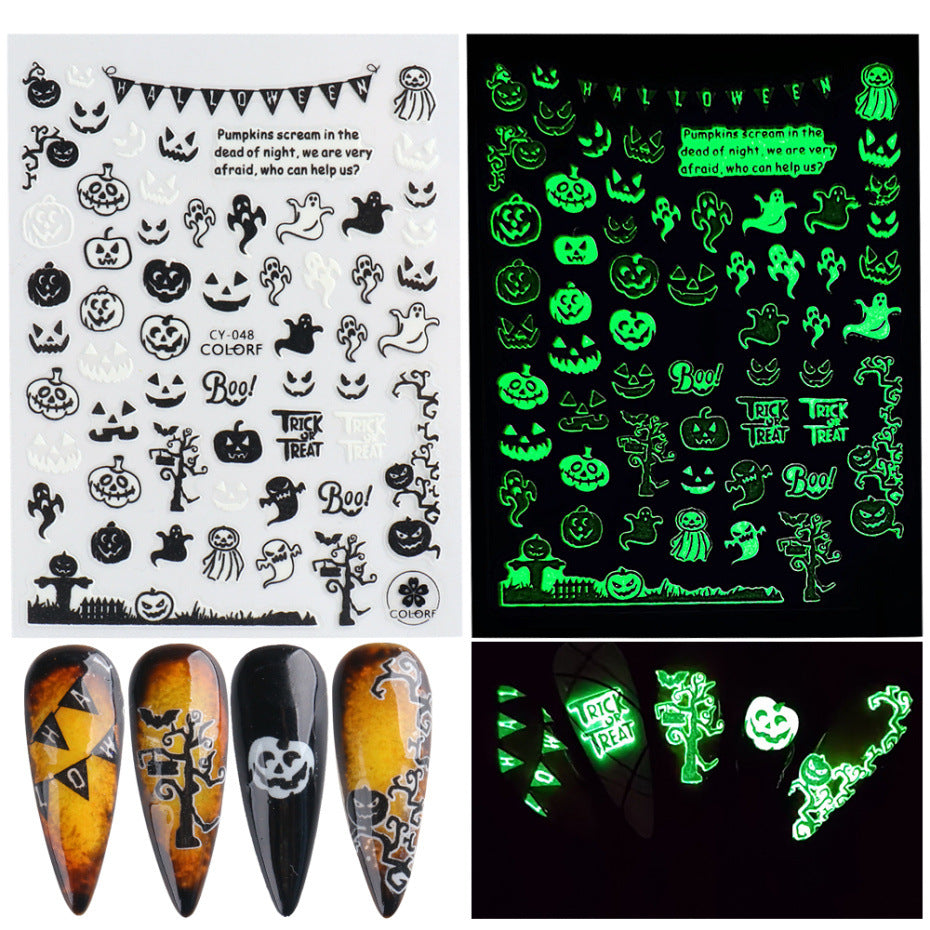 Halloween Nail Art Stickers Decals Self-Adhesive Nail Design Decoration Accessories