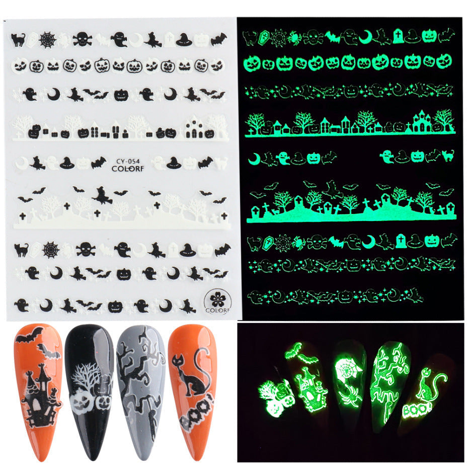 Halloween Nail Art Stickers Decals Self-Adhesive Nail Design Decoration Accessories