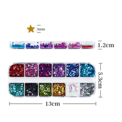 Stars Nail Art Stickers Star Nail Glitter Sequins 3D Nail Art Decor Holographic Stars Shape Flakes Nail Design for Women Manicure Tips DIY Nail Charms Decorations Acrylic Nails Supply Kit