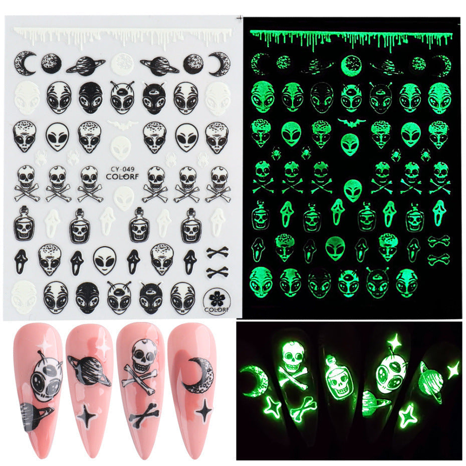 Halloween Nail Art Stickers Decals Self-Adhesive Nail Design Decoration Accessories