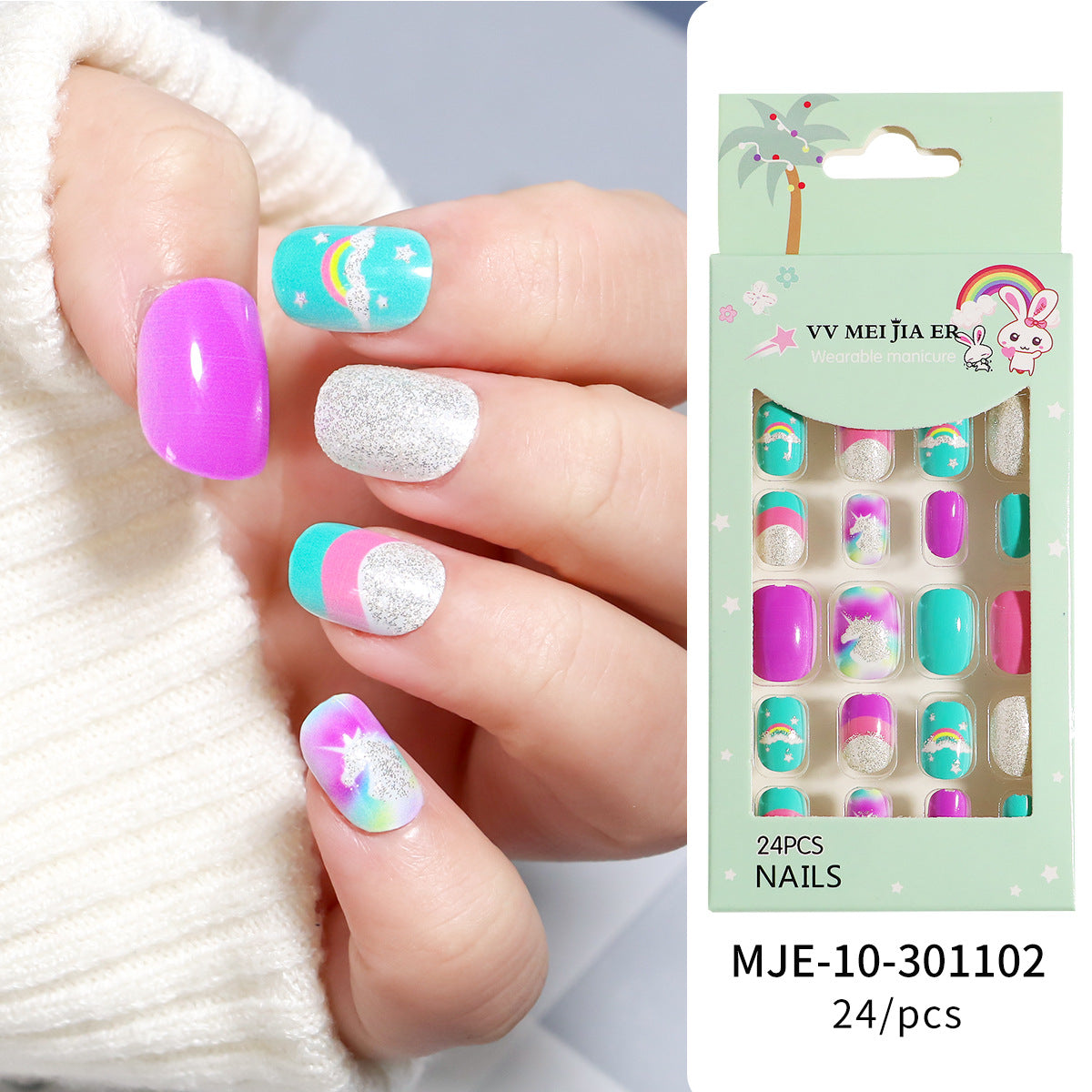 Mini Press On Nails For Kids 24 Pcs KPN1-26