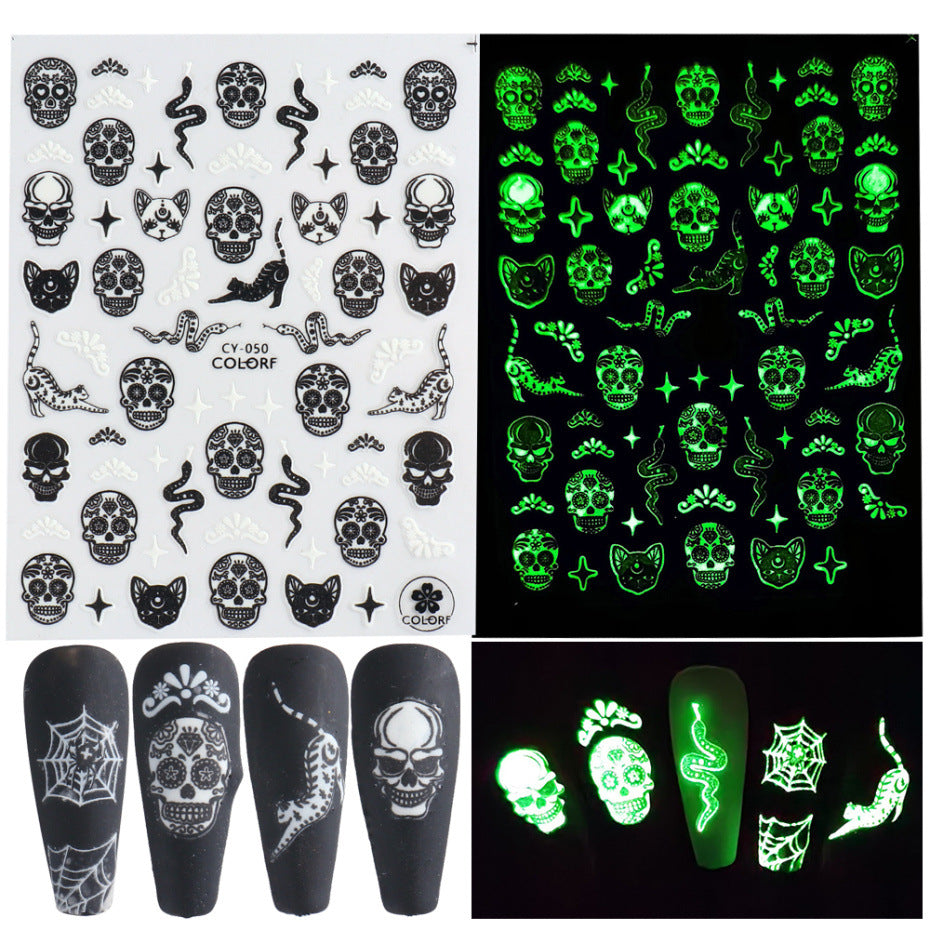 Halloween Nail Art Stickers Decals Self-Adhesive Nail Design Decoration Accessories