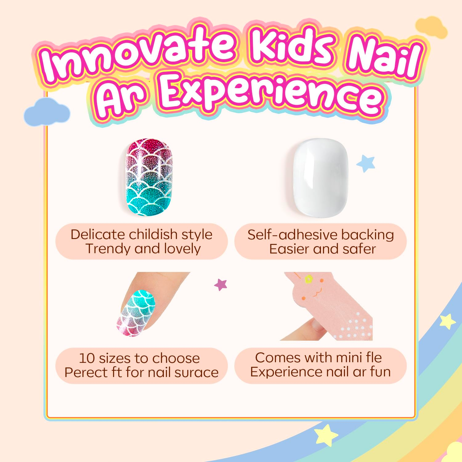 Mini Press On Nails For Kids 24 Pcs KPN1-19