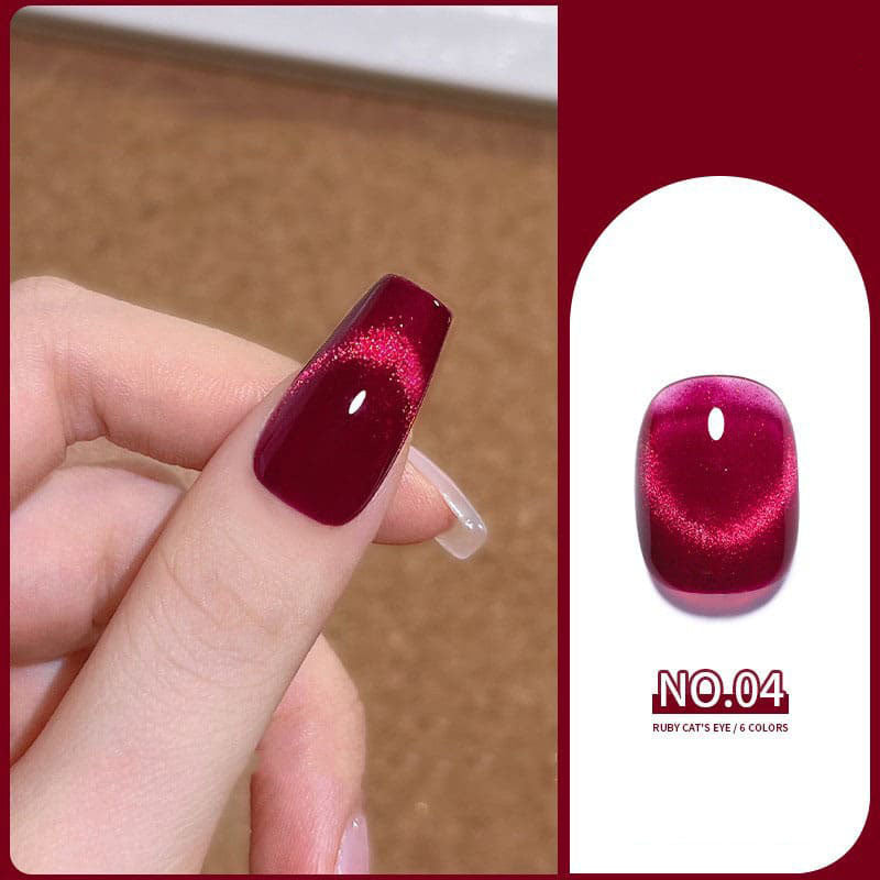 Mirror Red Crystal Cat Eye Nail Polish