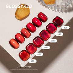 Mirror Red Crystal Cat Eye Nail Polish