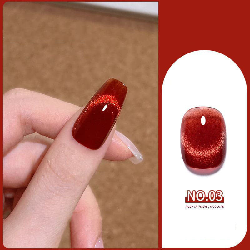 Mirror Red Crystal Cat Eye Nail Polish