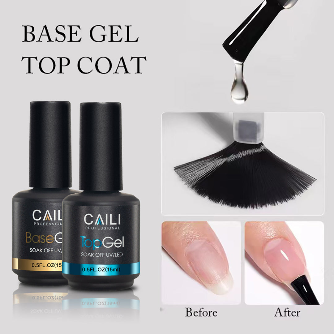 2 Pcs 15ml No Wipe Gel Top Coat and Base Coat Set